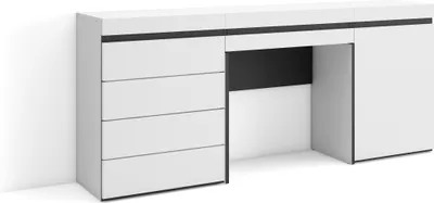 Produktbild von Schminktisch, 177x35x75 cm, mit Schublade, Kommode mit Schubladen, Weiß