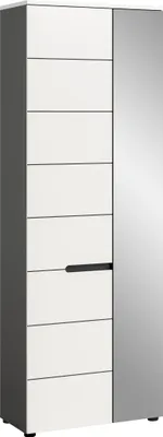 Produktbild von Garderobenschrank >Canu< in Basalt Grau / Weiß - 65x190x37cm (BxHxT)