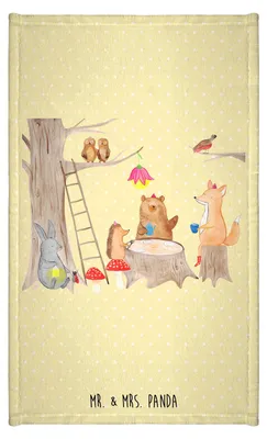 Produktbild von Mr. & Mrs. Panda Handtuch Waldtiere Picknick - Gelb Pastell - Geschenk, Hase, Frotteetuch, Gästehandtuch 30x50, Wald, Gästetuch, Frotteehandtuch, Klein, Maus, Fuchs