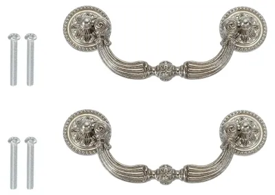 Produktbild von 2 Stück Vintage Möbelgriffe Silber, 123x47mm Zinklegierung Küchengriffe Schrankgriffe mit Schrauben