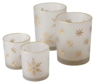Produktbild von 4tlg Set Windlicht Stellina Stern Schneeflocke gold Weihnachten Teelicht-Halter