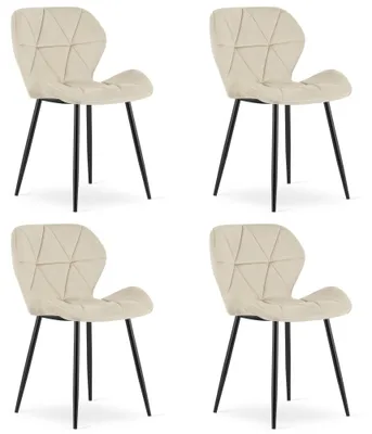 Imagen del producto de Sillón - Leobert - Mango - Terciopelo beige claro/Patas negras - Juego de 4