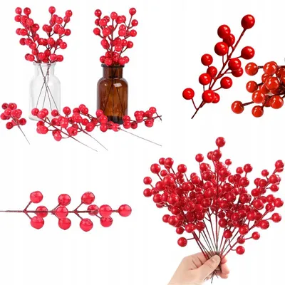 Produktbild von Emized Künstlicher Zweig rote Beeren Dekoration 12 Stück