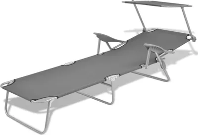 Obrázek produktu pro vidaXL Lehátko se slunečníkem Steel Grey