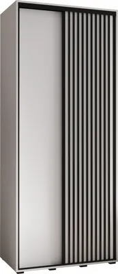 Produktbild von MEBLE KRYSPOL Sapporo 1 Schrank mit 2 Schiebetüren  - 205,2x100x45 cm - Weiß Weiß Schwarz