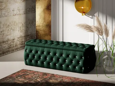 Produktbild von Polsterhocker mit Stauraum Betthocker SEVRA 160x50x45 cm Elisa Velvet Bordeauxrot