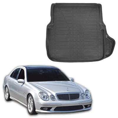 Produktbild von SCOUTT | Kofferraumwanne Laderaumwanne Kompatibel mit Mercedes E Class W211 Sedan 2002-2009, mit Hoher Rand, Kofferraum-Schutzmatte, Geriffelt, Aufrollbar, Schwarz