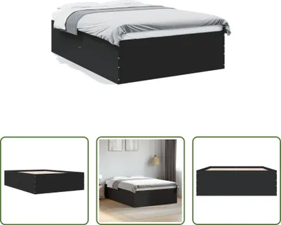 Produktbild von The Living Store Bettgestell Schwarz 135x190 cm Holzwerkstoff