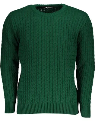 Immagine prodotto di Maglione da uomo verde con motivo a trecce e scollo rotondo