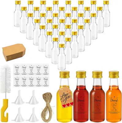 Produktbild von Mini Likörflaschen 50 ml, 40 Stück, Kunststoff, Auslaufsicher, Für Partys