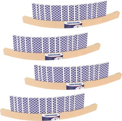 Produktbild von 4 Kartenhalter Holz 50cm Spielkartenhalter Karten Halter für Rommee Kanaster UNO