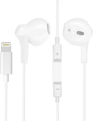 Image de Casque filaire Bluetooth Lightning, Microphone intégré - Blanc
