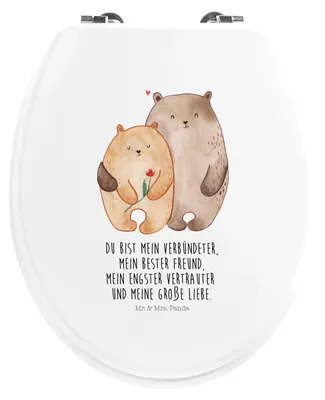 Produktbild von Mr. & Mrs. Panda Klo-Deckel Bären Liebe - Weiß - Geschenk, klo deckel, Toilettendeckel, Verliebt, Blume, WC-Sitz, Klodeckel, Verknallt, Hocheitstag, WC Brille, Sitz, Bär