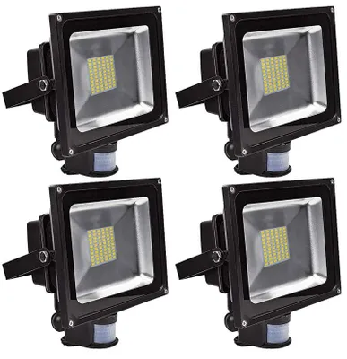 Obrázek produktu pro Greenmigo 4x 50W LED reflektor Reflektor s detektorem pohybu Teplá bílá Hliníkový venkovní reflektor IP65 Vodotěsný reflektor Reflektory