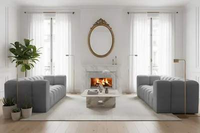 Productafbeelding van Designbank SOLVIE, 3-3 persoons, bekleed met stof Tiffani, kleur grijs