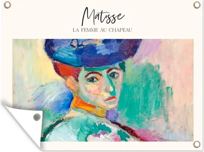 Produktbild von MuchoWow® 80x60 cm Outdoor-Poster Gartendeko Sichtschutz Garten Poster für den Garten  La femme au chapeau - Henri Matisse - Gemälde