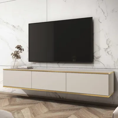 Produktbild von TV Lowboard Schrank Fernsehtisch ORO 175 beige 175x30x32cm