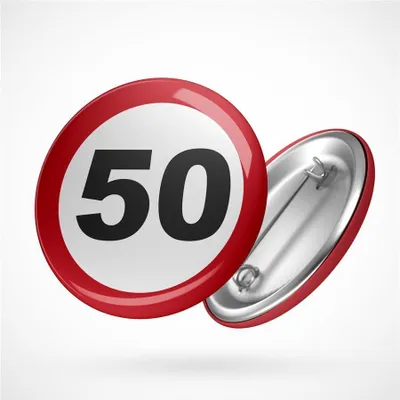 Produktbild von Huuraa Button Achtung 50 Geschenk Ansteck Pin Größe 59mm Achtung 50 Präsent