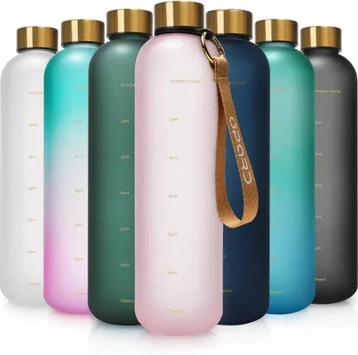 Image de Bouteille de sport de 1 litre sans BPA avec repères horaires