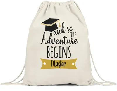 Produktbild von Master Turnbeutel Gymsack And so the Adventure Begins Masterabschluss Geschenk Absolvent Studium