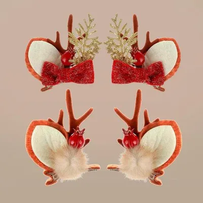Produktbild von Rendiergewei-Haarclips, Kerzenhaar, 4er-Pack, Weihnachtsdeko, Geschenk für Mädchen, Frauen