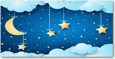 Produktbild von Tulup® Leinwandbild - 140x70 cm - Wandkunst - Drucke auf Leinwand - Leinwanddruck  - Kinderzimmer - Blau - Nacht Himmel