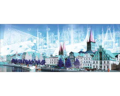 Produktbild von Glasbild Lübeck Trave Panorama IV 125x50 cm