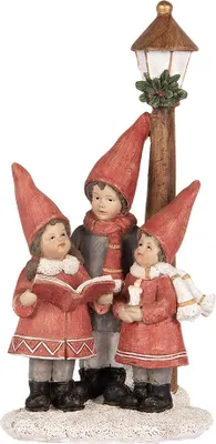 Zdjęcie produktu dla Clayre & Eef Świąteczna figurka dekoracyjna dzieci 11x8x21 cm czerwony plastik