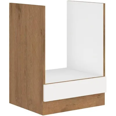 Obrázek produktu pro Spodní skříňka pro troubu, šířka 60 cm, melamin dub Lancelot, lesklá bílá, bez pracovní desky