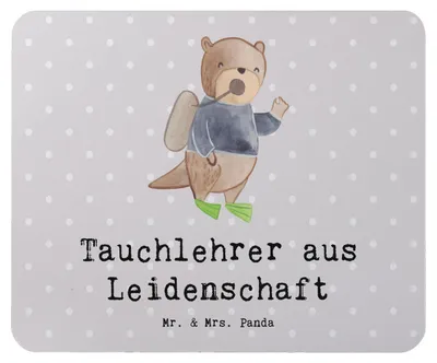 Produktbild von Mr. & Mrs. Panda Mauspad Tauchlehrer Leidenschaft - Grau Pastell - Geschenk, mousematte, Mousepad, Mouse Pad, pc, laptop