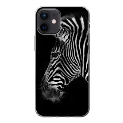 Produktbild von MuchoWow® Handyhülle Schutzhülle Hülle für iPhone 12 Zebra - Wilde Tiere - Schwarz Silikon Softcase Handy Hülle - Schutzhülle