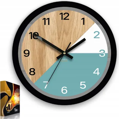 Produktbild von ModernClock, Wanduhr, Wohnzimmer, 33cm, große Wanduhr aus Eiche, Paris blau