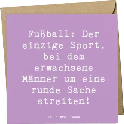 Produktbild von Mr. & Mrs. Panda Glückwunschkarte Spruch Fußballspiel - Lavendeltraum - Geschenk, Erlebnis, Teamsport, Fußball, Grußkarte, anlasskarte, doppelkarte, Humor, faltkarte