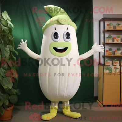 Immagine prodotto di Personaggio mascotte REDBROKOLY Zucchina Crema vestita con Body e Cerchietti