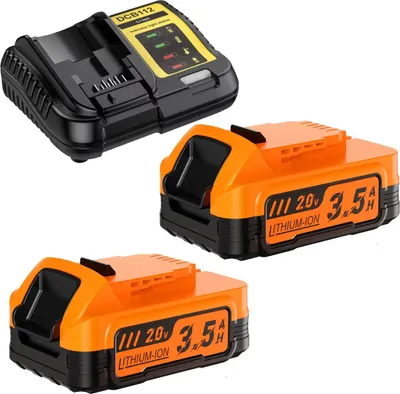 Image de Batterie de rechange 20 V pour outils électriques - Kit batterie Li-Ion avec chargeur - Capacité 3,5 Ah - Compatible avec DCBP034 DCB206 DCB200 DCB201 DCBP520 - Or