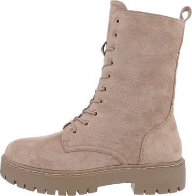 Produktbild von Ital-Design Damen Stiefeletten Plateaustiefeletten Leicht gefüttert Wildlederoptik Schnürstiefeletten 84338341 Hellbraun Gr.  36