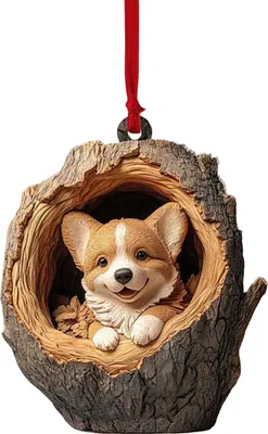 Produktbild von Tier-Weihnachtsornament, 2D-Acryl, Cartoon-Waldtier, Weihnachtsbaum-Hängedekoration für die Feiertage und Heimdekoration