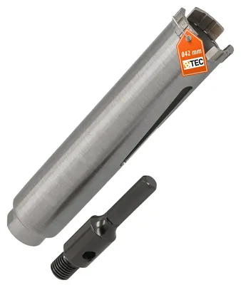 Produktbild von Diamantbohrkrone Ø 42 mm Nutzlänge 180 mm mit 6-kant-Aufnahme 100 mm Segmenthöhe 10 mm Diamant Bohrkrone Trockenbohrkrone Kernbohrer Betonbohrkrone Kernbohrkrone BTEC