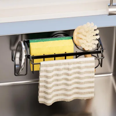 Imagen del producto de Soporte para esponjas de fregadero 4 en 1 con ventosa, color , para la cocina