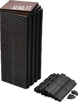 Produktbild von VEVOR Tanzbodenfliesen, 315x315x17,2 mm, 52-teiliger ineinandergreifender Tanzboden, tragbarer Tanzübungsboden mit gepolsterter Basis (Eichenholzmaserung, 52 Quadratfuß/Karton)