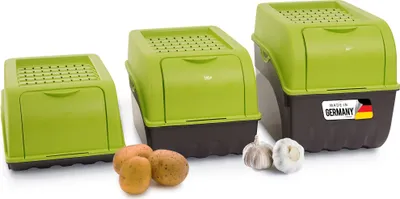 Produktbild von Novaliv Gemüsebox Set grün Kartoffel Aufbewahrungsbox Vorratsdoseset Zwiebeltopf Knoblauchbox Obsttopf
