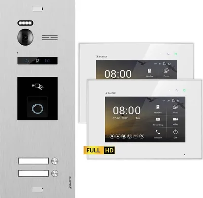 Produktbild von BALTER EVO HD Silber RFID/Fingerprint 2x7" Weiß Video Türsprechanlage Set 2 Familienhaus
