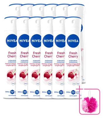 Zdjęcie produktu dla 12 sztuk dezodorantu antyperspiracyjnego Nivea Fresh Cherry, 150 ml - zestaw ekonomiczny