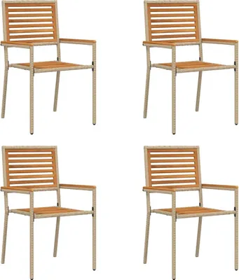 Image de vidaXL Chaises de jardin empilables 4 pcs Marron et Beige