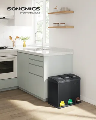 Zdjęcie produktu dla SONGMICS System segregacji odpadów, metalowy, 3 x 8 litrów, kuchnia