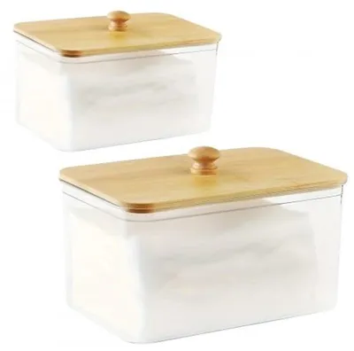Produktbild von Azomor® Transparente Aufbewahrungsbox mit Bambusdeckel für Waschmittel und Haushaltsprodukte