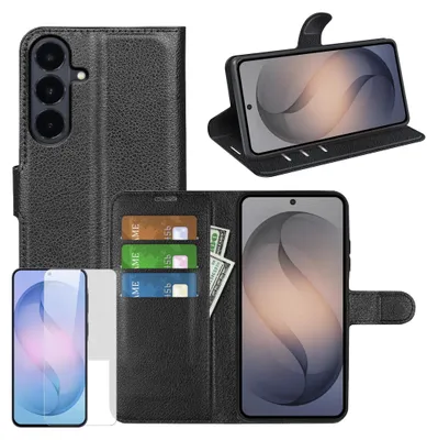 Image de Étui de protection pratique + film de protection en verre trempé 9H pour Samsung Galaxy S26 FE, type portefeuille