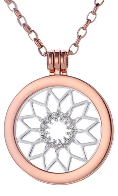 Produktbild von Morella Damen Halskette roségold 70 cm Edelstahl mit Anhänger und Coin 33 mm Sonnensymbol in Schmuckbeutel