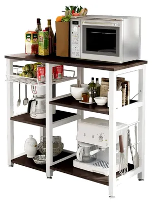 Produktbild von Küchenregal Standregal Mikrowellenhalter Bäcker Regal, stabiles Metallregal für die Küchenlagerung, 90x40x83cm