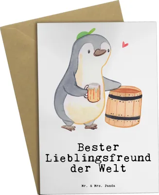 Produktbild von Mr. & Mrs. Panda valentinstagskarte Pinguin Bester Lieblingsfreund der Welt - Weiß - Geschenk, Klappkarte, hochzeitskarten, Geschenkidee, Love, Grußkarten, Freund, Liebe